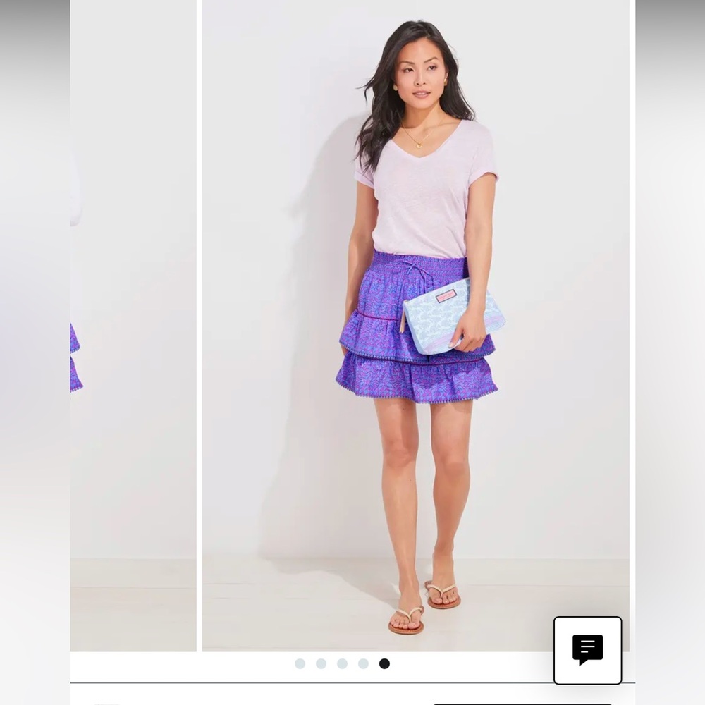 Vineyard Vines Anegada Block Print Tiered‎ Blue & Purple Mini Skirt Size XL NWT